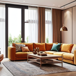 **

A stylish and comfortable living room designed by a skilled living coordinator. The room should showcase a warm and inviting atmosphere, reflecting the client's personality. Include well-coordinated colors and furniture.

**